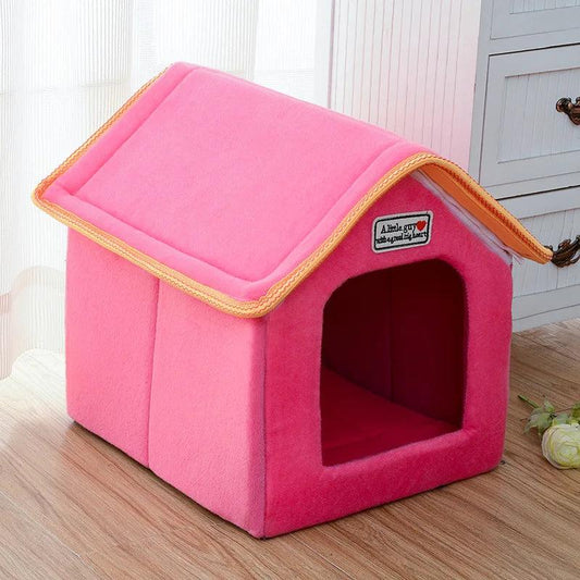 Luxury Foldable Winter Pet House with Soft Mat for Small & Medium Dogs/Cats