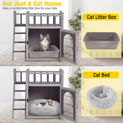 Aivituvin-Air08-B Outdoor Dog/Cat House, Indoor Cat House (Litter Box and Bed Allowed)