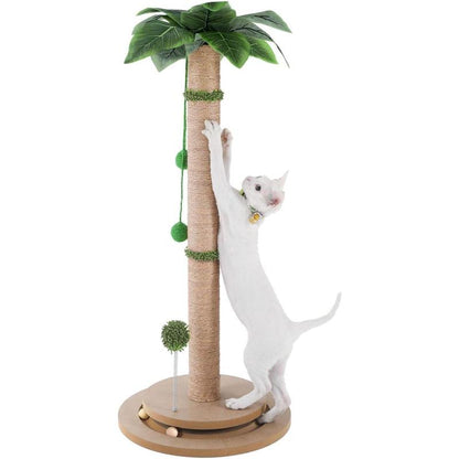 Scratching Posts for Indoor Cats Adults - 33.2" Tall Cat Scratching Post with Sisal Rope - Cute Kitten Cat Tree Scratching Post with Interactive Ball Track